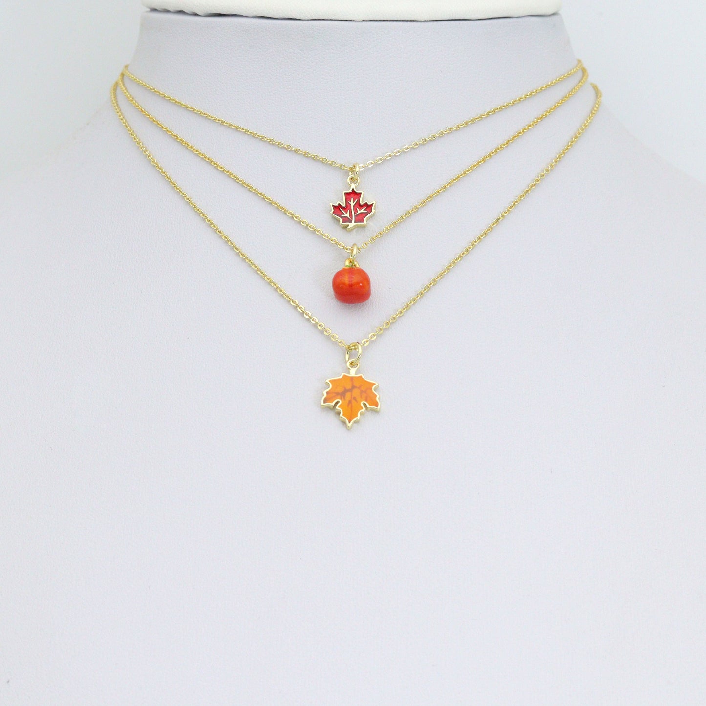 Fall Maple Leaf Pumpkin Charm Pendant, fall charm,Sku#Y1064