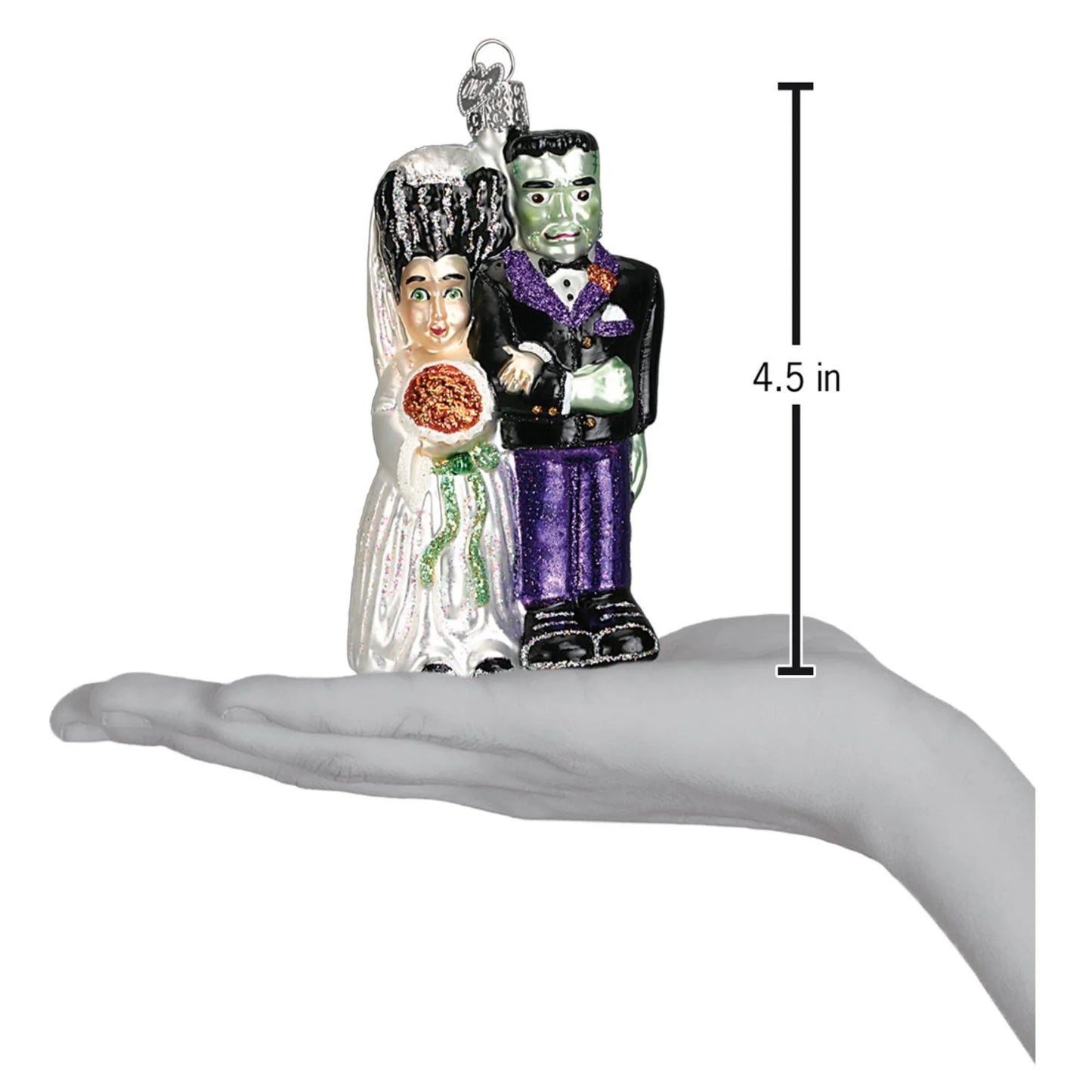 Halloween Decorations Glass Blown Ornaments for Christmas Tree Frankenstein and Bride