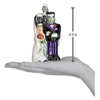 Halloween Decorations Glass Blown Ornaments for Christmas Tree Frankenstein and Bride