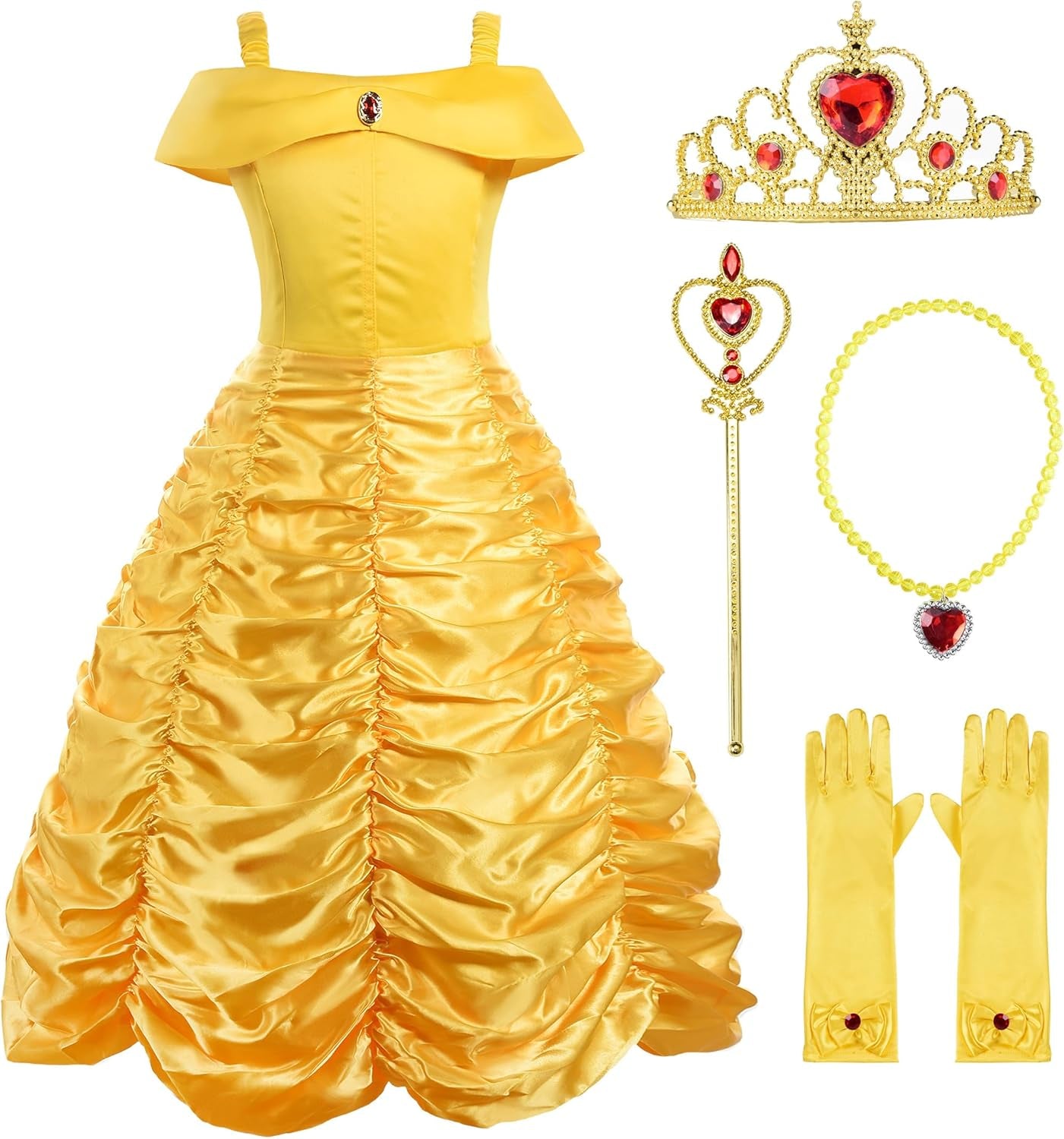 Little Girls Princess Costume Dress up with Accessories, Yellow