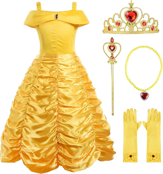 Little Girls Princess Costume Dress up with Accessories, Yellow