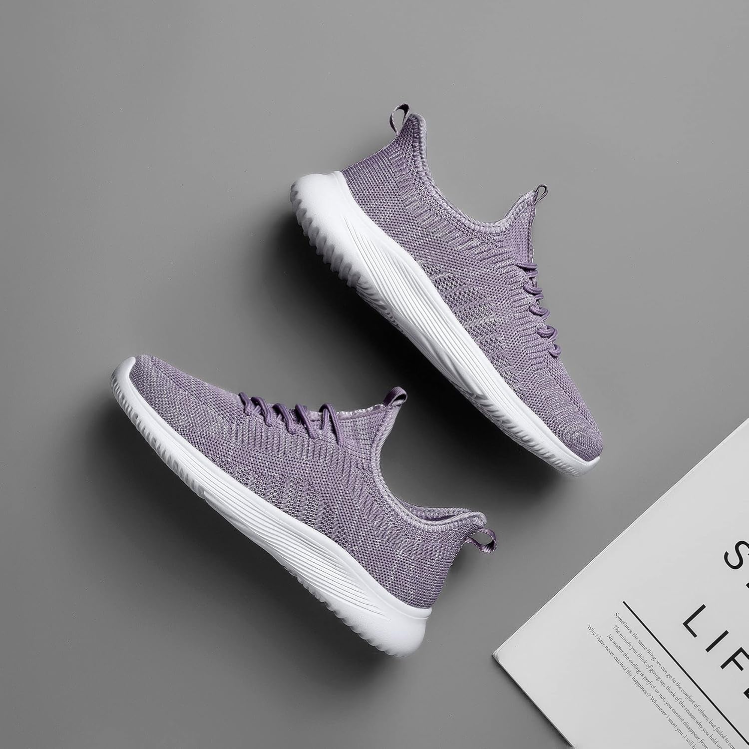 Womens Walking Tennis Shoes Slip on Lightweight Comfort Memory Foam Sneakers for Work Gym Running Purple Size 8