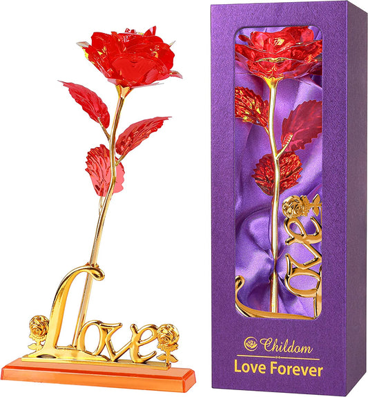 Birthday Gifts for Women,Christmas Rose Gifts for Her Mom,Red Rose with Love Stand for Wife,Sweet Artificial Flower for Grandma,Women,Christmas,Birthday,Anniversary,Valentines,Mothers Day
