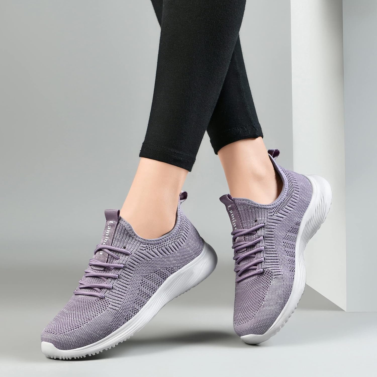 Womens Walking Tennis Shoes Slip on Lightweight Comfort Memory Foam Sneakers for Work Gym Running Purple Size 8