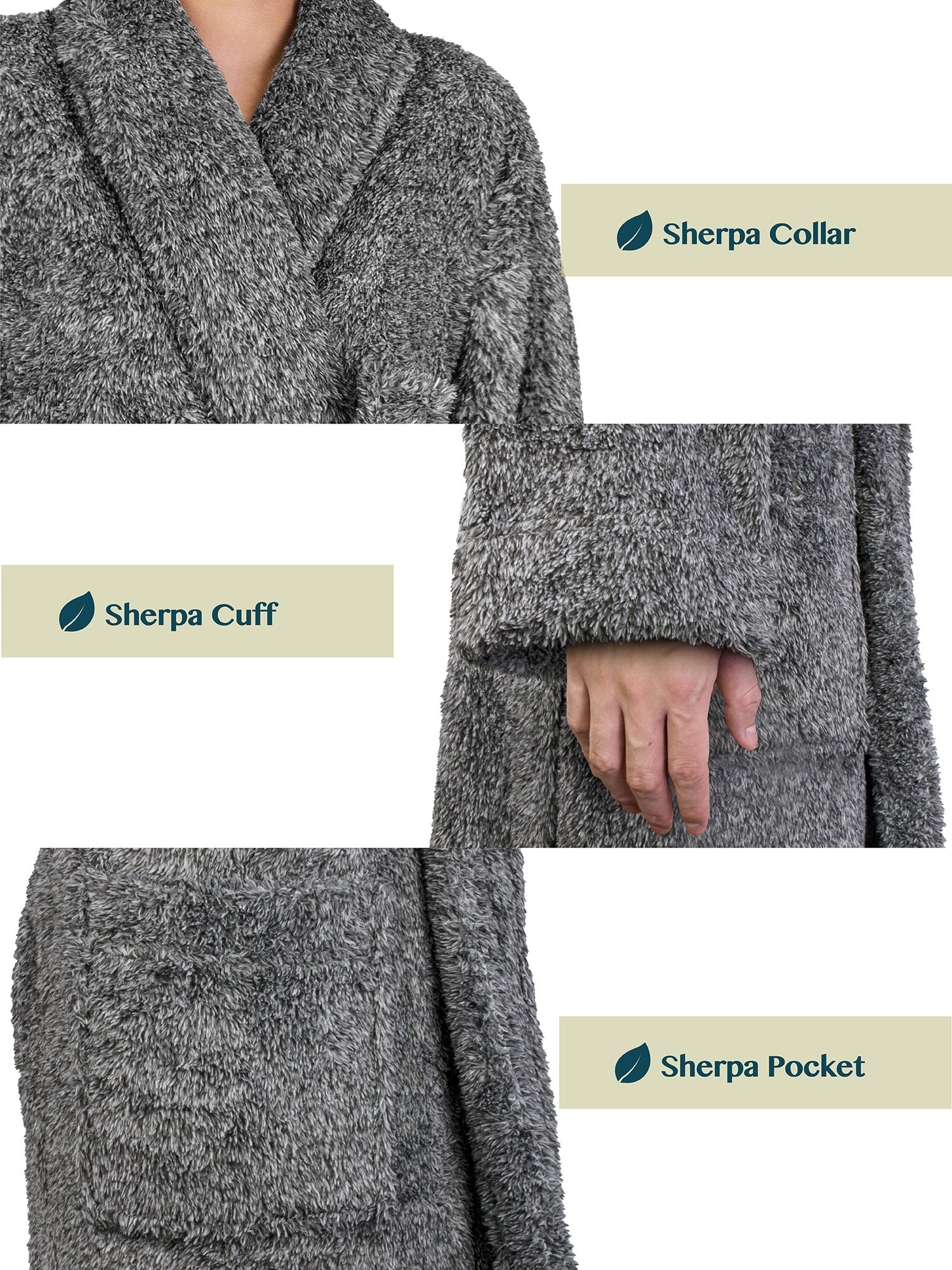 Mens Soft Robe, Plush Fluffy Fleece Bathrobe for Men, Long Sherpa Spa Robe with Shawl Collar (Heather Gray,S/M)