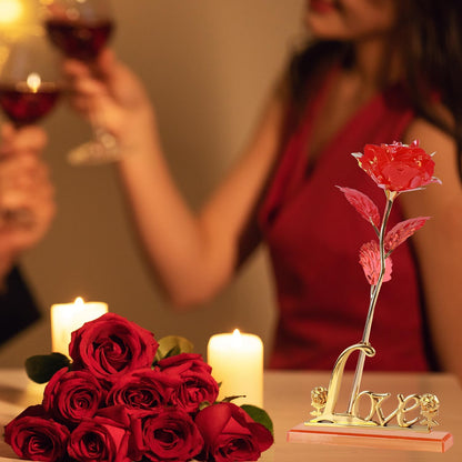 Birthday Gifts for Women,Christmas Rose Gifts for Her Mom,Red Rose with Love Stand for Wife,Sweet Artificial Flower for Grandma,Women,Christmas,Birthday,Anniversary,Valentines,Mothers Day