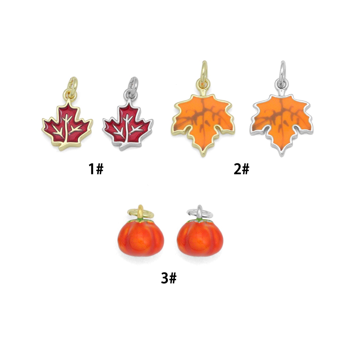 Fall Maple Leaf Pumpkin Charm Pendant, fall charm,Sku#Y1064