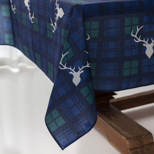 Blue Tartan Christmas Table Cloth Rectangle Table Cloths (59" X 86", Traditional)