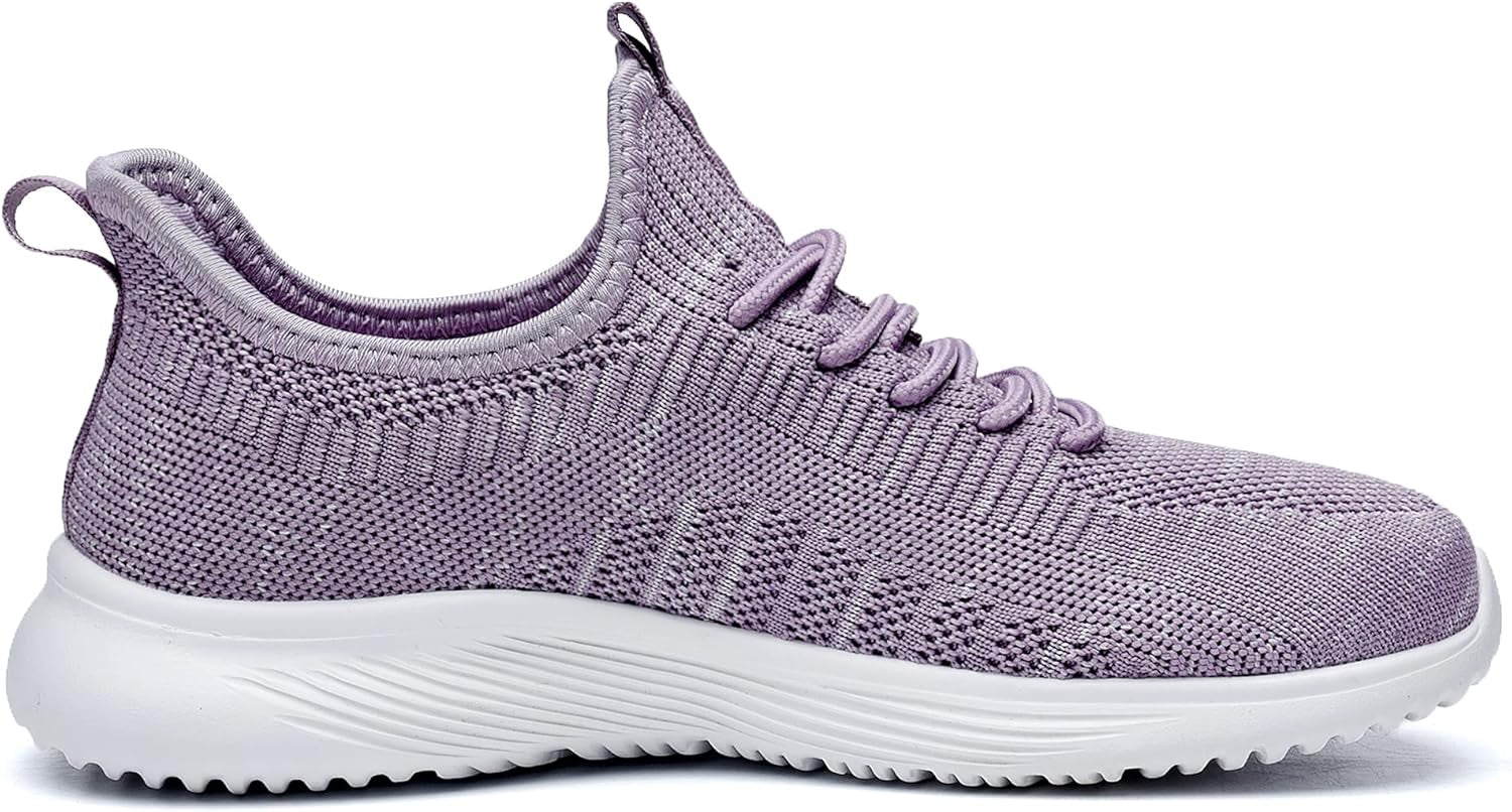 Womens Walking Tennis Shoes Slip on Lightweight Comfort Memory Foam Sneakers for Work Gym Running Purple Size 8