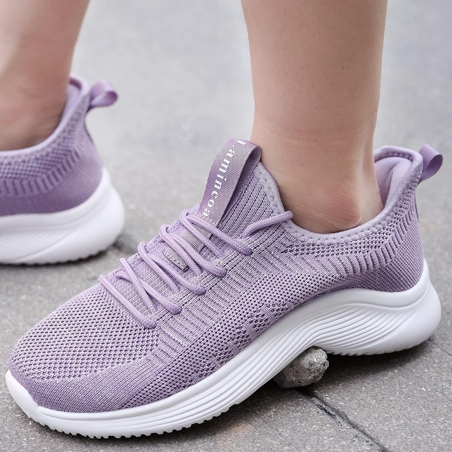 Womens Walking Tennis Shoes Slip on Lightweight Comfort Memory Foam Sneakers for Work Gym Running Purple Size 8