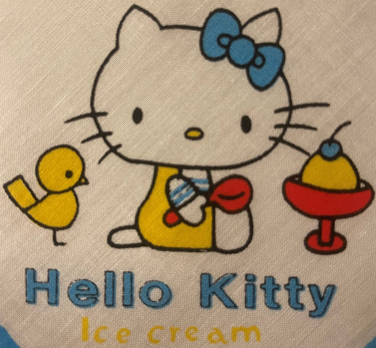 Vintage 1980s Hello Kitty Cotton Napkin Handkerchief 🎀 Blue - Sanrio Japan NOS