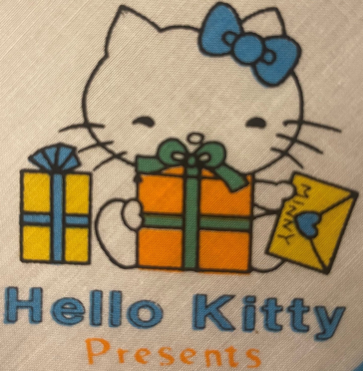 Vintage 1980s Hello Kitty Cotton Napkin Handkerchief 🎀 Blue - Sanrio Japan NOS