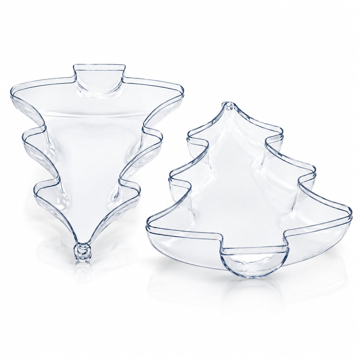 Set of 3 Clear Plastic Christmas Tree Shape Ornaments 4.35 Inches